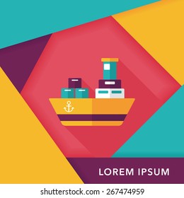Transportation Container ship flat icon with long shadow,eps10