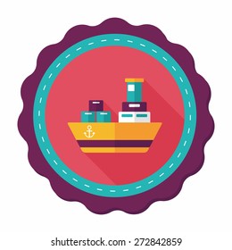 Transportation Container ship flat icon with long shadow,eps10