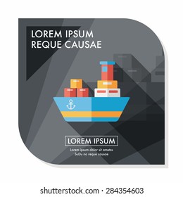 Transportation Container ship flat icon with long shadow,eps10