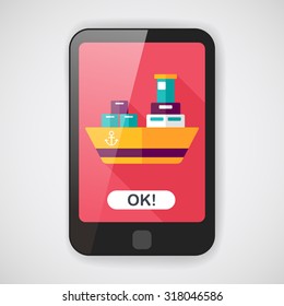Transportation Container ship flat icon with long shadow,eps10