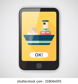 Transportation Container ship flat icon with long shadow,eps10