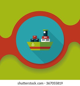 Transportation Container ship flat icon with long shadow,eps10