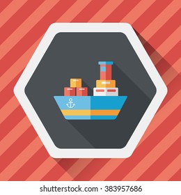 Transportation Container ship flat icon with long shadow,eps10