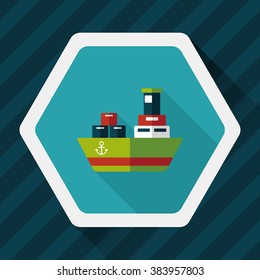 Transportation Container ship flat icon with long shadow,eps10