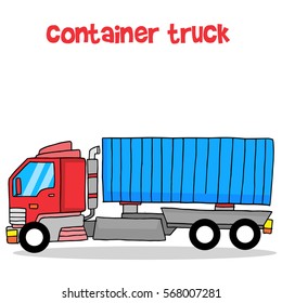 Transportation of container truck cartoon vector illustration