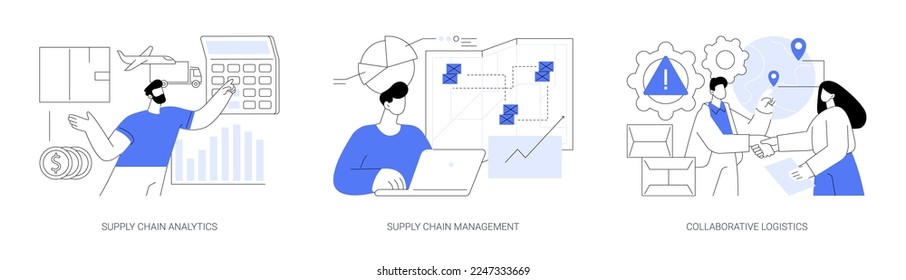 Transportation cost abstract concept vector illustration set. Supply chain analytics and management, collaborative logistics, goods delivery, freight cost optimization, storage abstract metaphor.