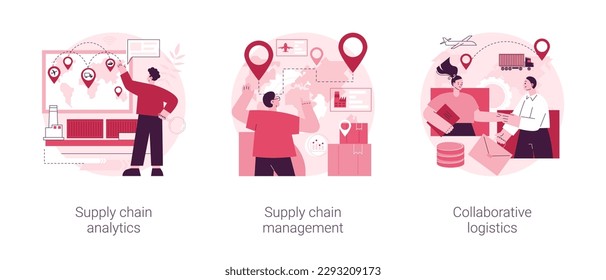 Transportation cost abstract concept vector illustration set. Supply chain analytics and management, collaborative logistics, goods delivery, freight cost optimization, storage abstract metaphor.