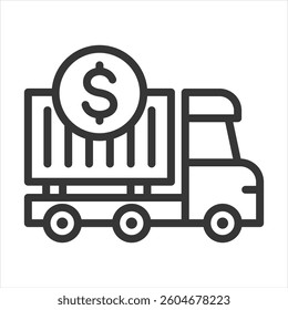 Transportation Cost Outline Icon Vector Illustration