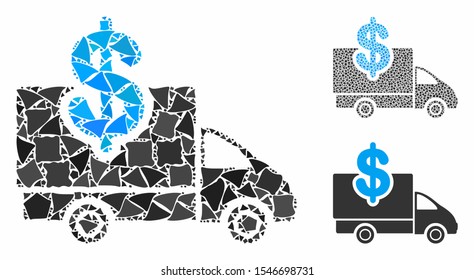 Transportation costs composition of inequal items in various sizes and shades, based on transportation costs icon. Vector bumpy items are composed into composition.