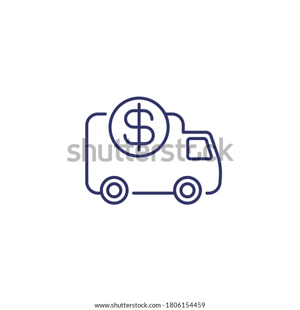 transportation costs\
line icon on white,\
vector