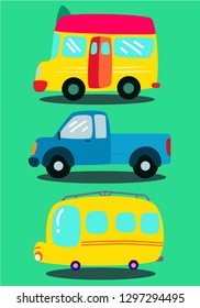 transportation is cute, cartoon vector set