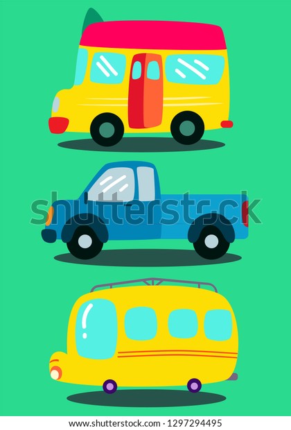 transportation is cute,
cartoon vector
set