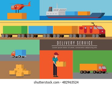 Transportation and delivery concept. Flat isomeric vector illustration.