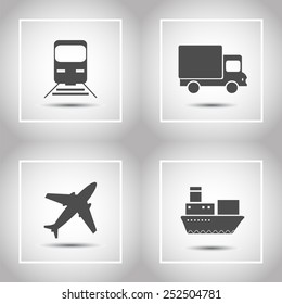 Transportation and delivery icons flat set. Vector illustration