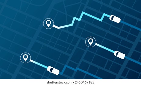 Transportation delivery, map location. Background road map with distance data. Vector illustration transport logistics, tourism navigation.