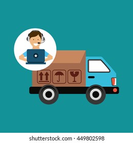transportation delivery service box warehouse isolated, vector illustration