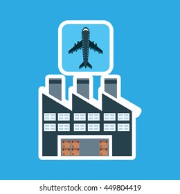 transportation delivery service box warehouse isolated, vector illustration