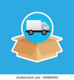 transportation delivery service box warehouse isolated, vector illustration