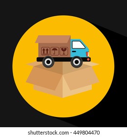 transportation delivery service box warehouse isolated, vector illustration