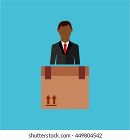 transportation delivery service box warehouse isolated, vector illustration