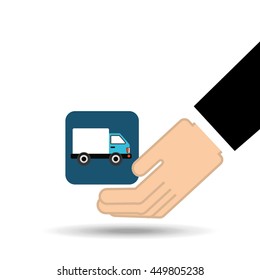 transportation delivery service box warehouse isolated, vector illustration