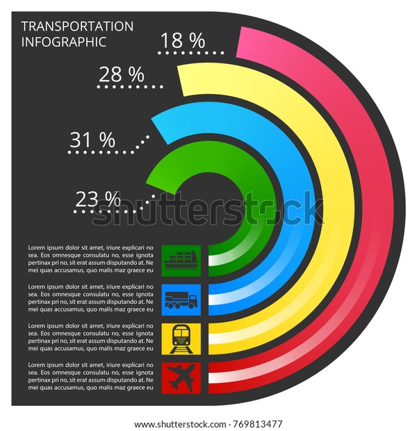 Transportation design infographic.\
Infographic process template. Vector illustration isolated on a\
gray\
background.
