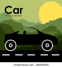 Transportation design over landscape background, vector illustration