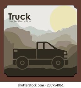 Transportation design over landscape background, vector illustration