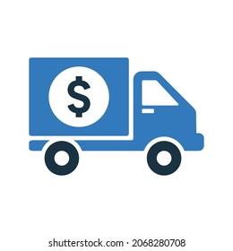 Transportation, dollar, delivery icon. Simple editable vector design isolated on a white background.