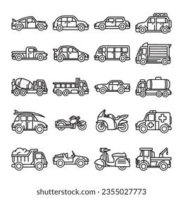 Transportation doodle hand drawn vector set
