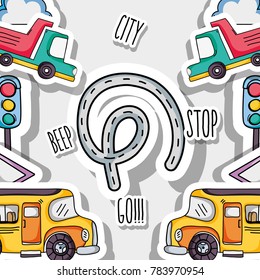 transportation elements patches background design