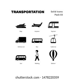 Transportation elements solid icons style