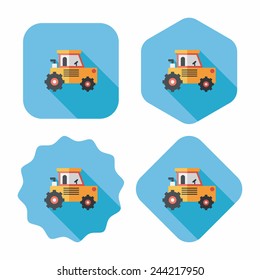 Transportation excavator flat icon with long shadow,eps10