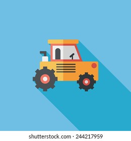 Transportation excavator flat icon with long shadow,eps10