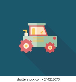 Transportation excavator flat icon with long shadow,eps10