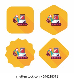 Transportation excavator flat icon with long shadow,eps10