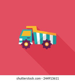 Transportation excavator flat icon with long shadow,eps10