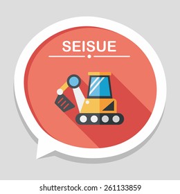 Transportation excavator flat icon with long shadow,eps10