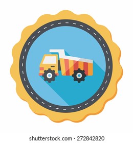 Transportation excavator flat icon with long shadow,eps10