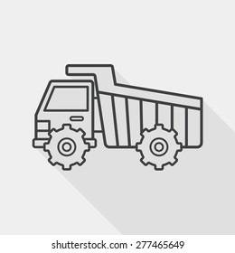 Transportation excavator flat icon with long shadow, line icon
