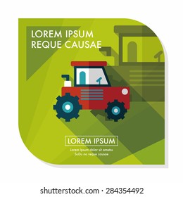 Transportation excavator flat icon with long shadow,eps10
