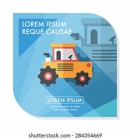 Transportation excavator flat icon with long shadow,eps10