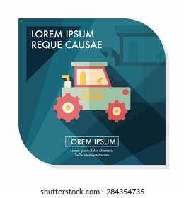 Transportation excavator flat icon with long shadow,eps10