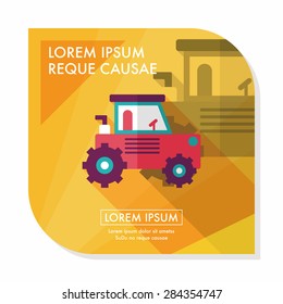 Transportation excavator flat icon with long shadow,eps10