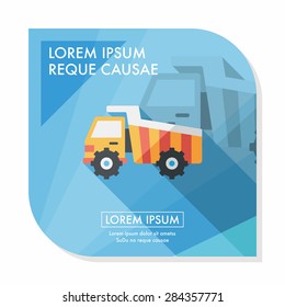 Transportation excavator flat icon with long shadow,eps10