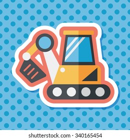 Transportation excavator flat icon with long shadow,eps10