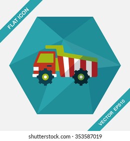 Transportation excavator flat icon with long shadow,eps10