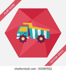 Transportation excavator flat icon with long shadow,eps10
