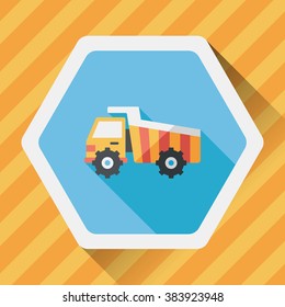 Transportation excavator flat icon with long shadow,eps10
