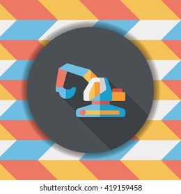 Transportation excavator flat icon with long shadow,eps10